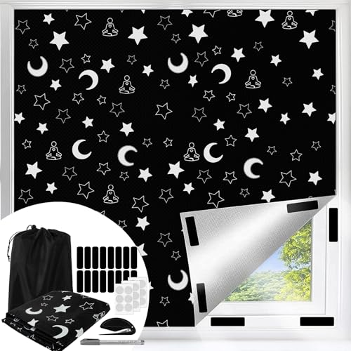 100% Upgraded Blackout Curtains (Star 98x57in)