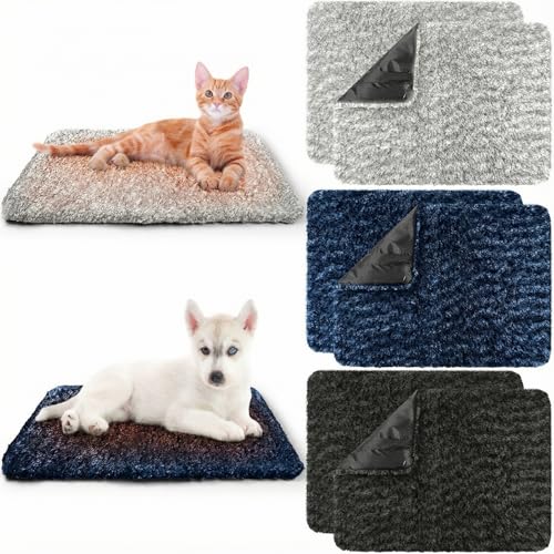 6 Pack Self Warming Pet Cat Dogs Pad 19 x 28 Inch (19 x 28 Inch / Grey,Black,Blue)