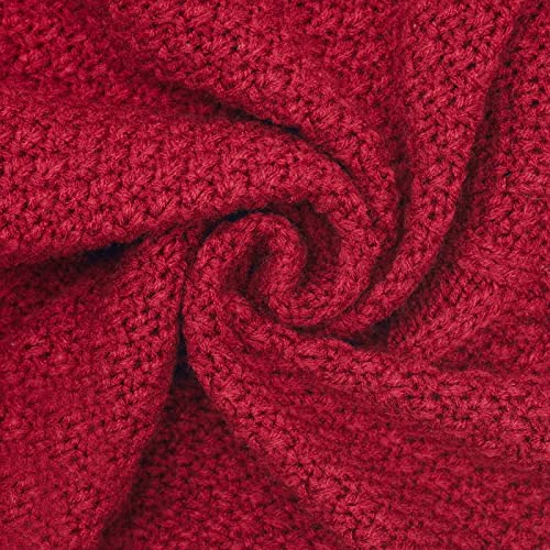 Dog Sweater Long Sleeve Knitted Turtleneck Pullover Warm Clothes (Burgundy / Medium)