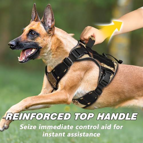 Tactical Dog Harness for Small Dogs (Camo / Small: 15-30 lbs (Chest:20-26",Neck:15-18"))