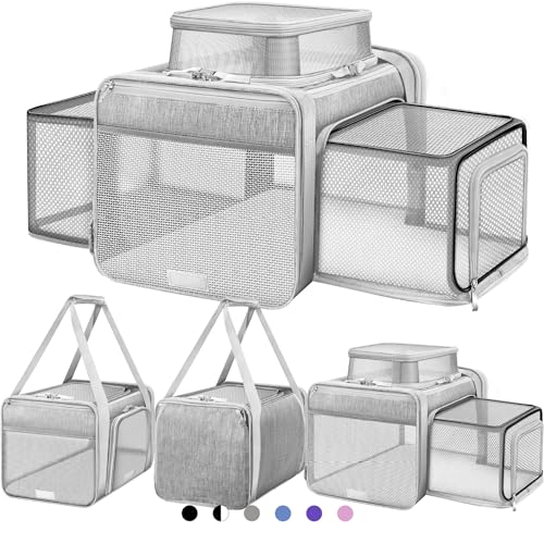 Top and 2 Sides Expandable Cat Carrier 18x11x11 TSA Airline Approved (Grey / 18.0"L x 11.0"W x 11.0"H)