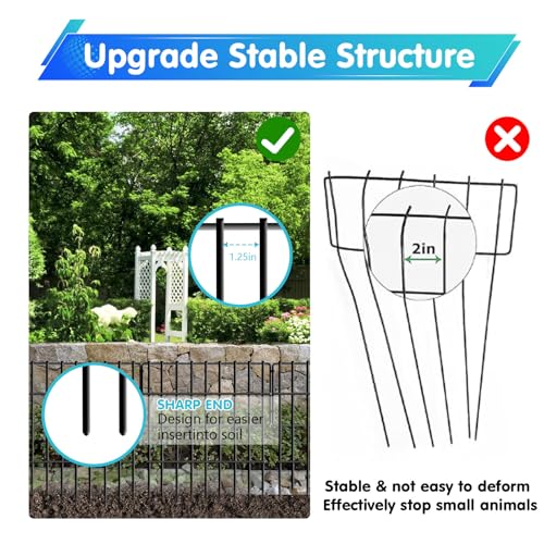 26 Panels No Dig Fence (Black / 26 Panels, 28ft(L) x 17in(H))