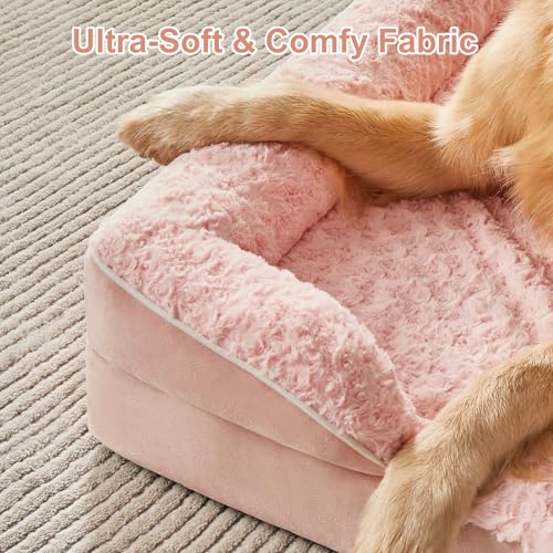 Orthopedic Washable XXL Dog Bed for Senior Dog Cozy Sleep (54.0"l X 36.0"w X 7.0"th / Light Pink)