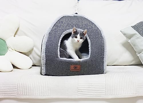 Cat Bed for Indoor Cats (Grey-2 / M(15 x 15 x 15 Inch))