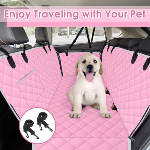 Waterproof Dog Car Seat Cover for Back Seat (Pink,Grey / Small,Standard)