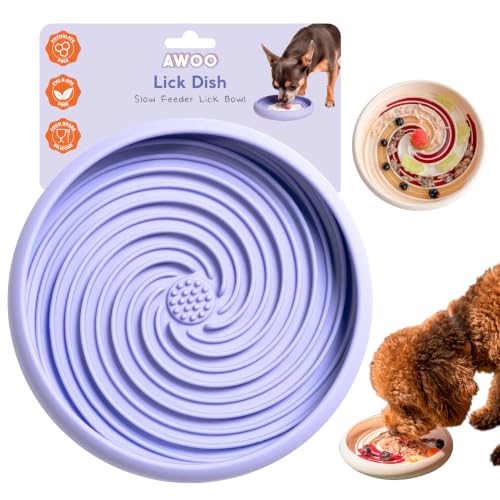 Lick Dish Silicone Dog & Cat Lick Mat Slow Feeder Dish (Periwinkle / Large)