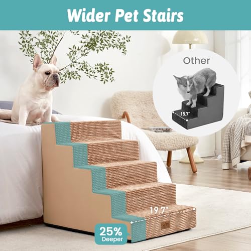 Dog Stairs for Small Dogs (Light Brown / 19.7x29.5x23.6 inch)