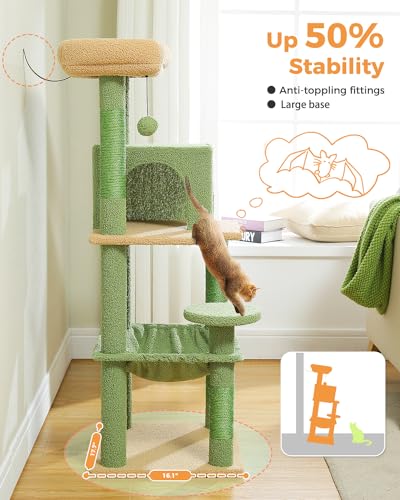 45.7" Cactus Cat Tree with Hammock (Green / 45.7in)