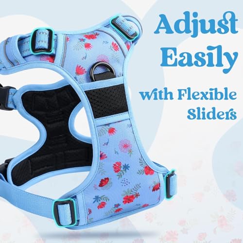 Dog Harness for Large (X-large / Floral Blue)