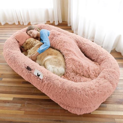 Human Dog Bed for Adult (71.0"L x 45.0"W x 12.0"Th / Pink)