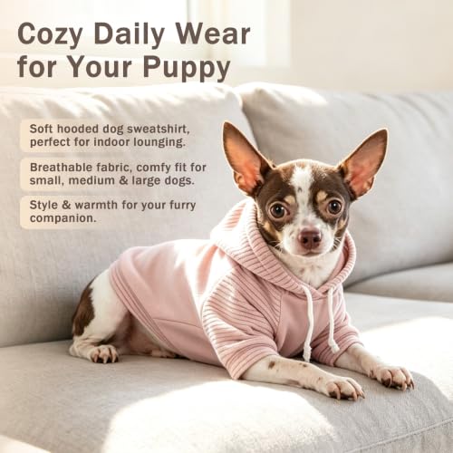 Fleece Dog Hoodie with Leash Hole Dog Clothes for Small to Large Dogs (Pink / X-Large)