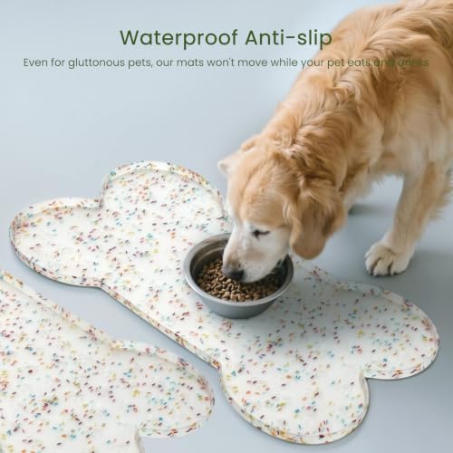 Dog Food Mat Anti (19.4" x 9.8"-2PCS / Donut White)