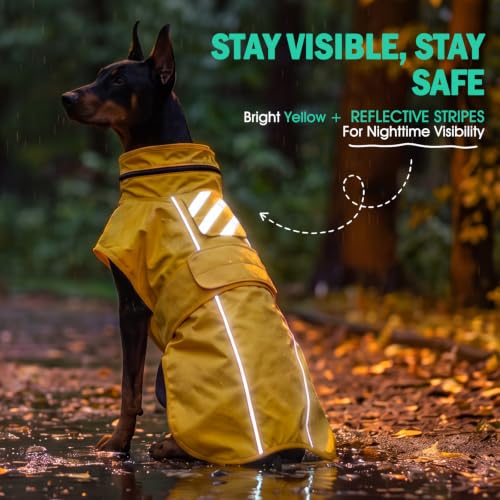 Dog Raincoat Waterproof Dog Rain Jacket with Hood Yellow 3XL (Yellow / XXX-Large)
