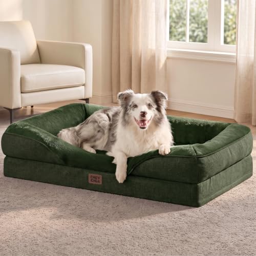 Orthopedic XL Dog Bed for Large Dog (Dark green / 42x30x7.5)