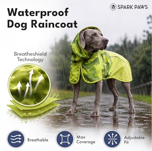 Dog Raincoat Waterproof Rain Jacket w (Camo Lime / XX-Large)
