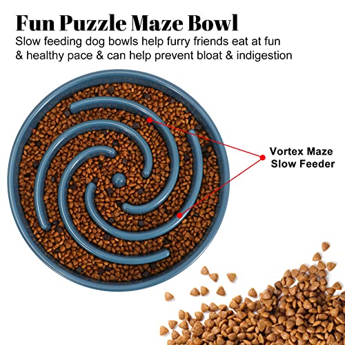 Blue Slow Feeder Maze Puzzle Bowl (Large / F-dark blue)