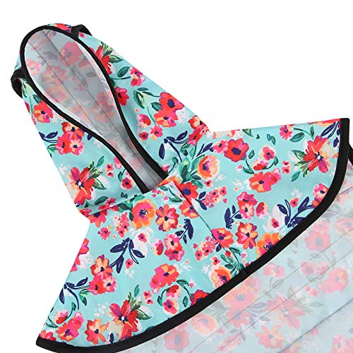 Dog Raincoat with Hood & Leash Hole S (Large / Turquoise)