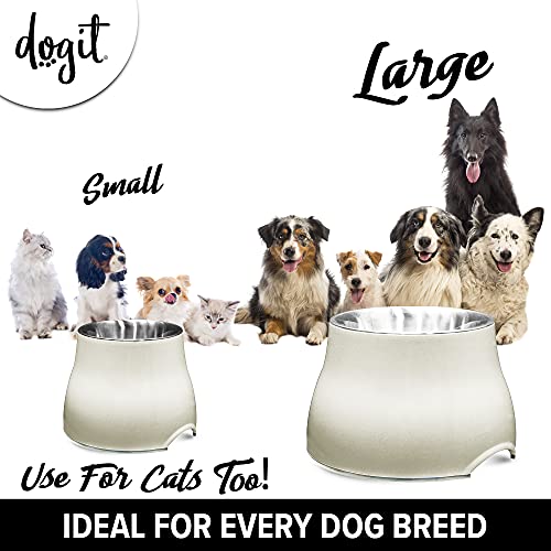 Elevated Dog Bowl for Large Dogs (Large / Off White)