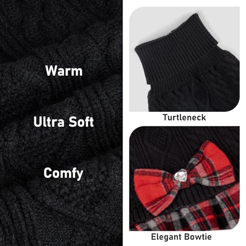 Dog Sweater Dress for Small Dogs Turtleneck Thick Knit Pullover (Medium (9-16lbs) / 05# Black)