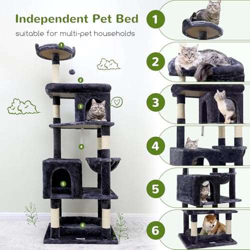 S72 Heavy Duty Cat Trees for Large Cats 20 lbs+ (Dark Grey / 72 inch)