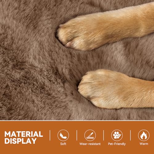 Dog Stairs with Storage Khaki Furry Lids 3 Steps Dog Ramp no Condo (Khaki Furry Lid No Condo / 3)