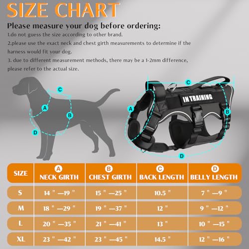 Escape Proof Dog Harness with Double Handle+4 Removable Patches (Medium / Black)