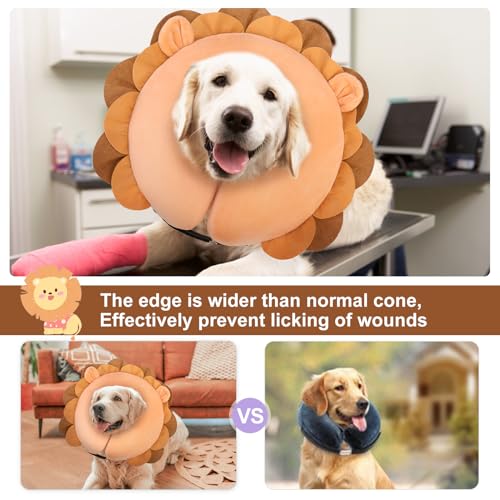 Dog Cone Collar Alternative After Surgery (Brown Lion / S(Neck:11"-13"))
