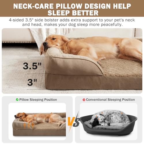 Orthopedic Extra Large Dog Bed (XXL (48"x 35"x 8") / Brown)