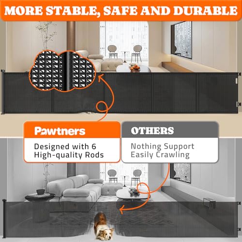 Retractable Baby Gates Extra Wide (Black / 41" Tall x 120" Wide)