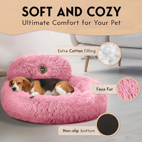PetJett Calming Medium Dog Bed (Pink / Medium - 30”L x 30”W x 8”Th)