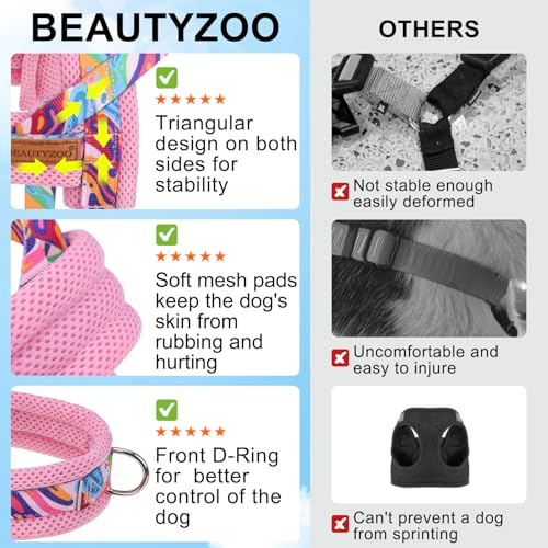 Dog Harness for Small Dogs (Mix Pink / S: Chest 17.5"-22")