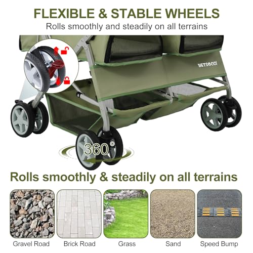 Double Pet Stroller for 2 Small Dogs & Cats (Green)