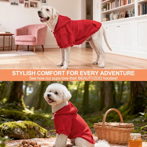 Dog Hoodies Sweater for Small Dogs (Red / S (Back: 12",Chest: 16", Neck: 10"))