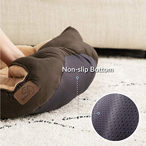 Small Dog Bed Washable (20"L x 19"W x 6"Th / Brown)
