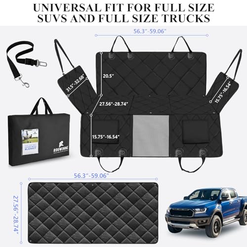 Hard Bottom Dog Truck Seat Cover for Crew Cab Trucks with Blanket (XL - For Full Size Truck / Full Size SUV / Carbon Black)