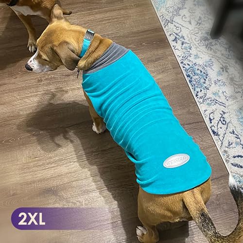 2 Pack Fleece Dog Sweater Pullover Lightweight Reflective Jacket (XXX-Large / 1# Teal & Grey)