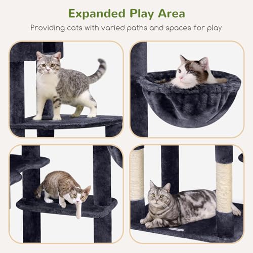 Giant Cat Tree for Indoor Large Cats (83inch / Dark Grey)