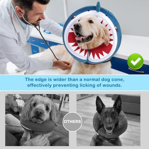 Dog Cone Alternative After Surgery for Small Medium Large Dogs (Blue Shark / XS(Neck 9.5"-11.5"))