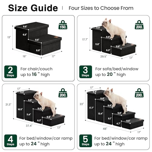 Dog Stairs for High Bed (Black / 29.5" X 17" X 17.7" H)