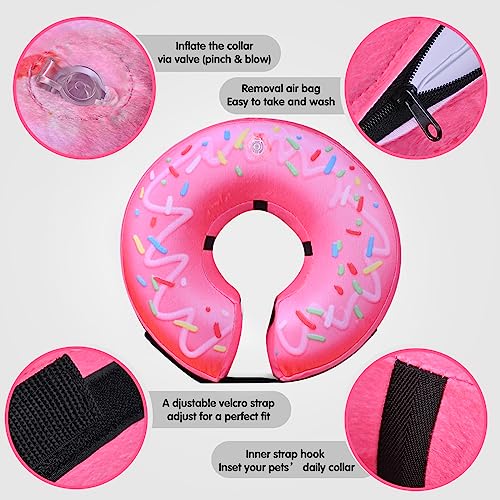 Inflatable Dog Cone Collar for After Surgery (Pink Donut / X-Large (Neck: 18"-24"))