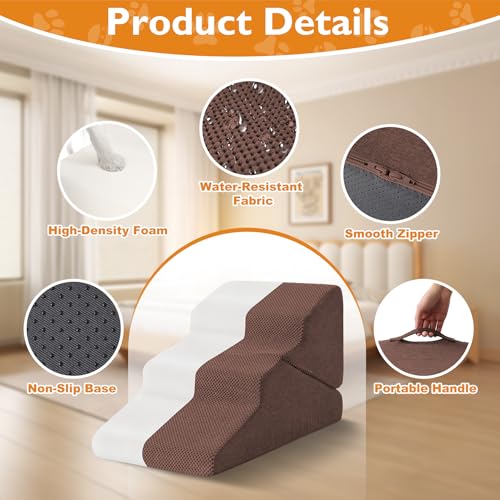 Dog Stairs for Small Dogs 16’’ H (Brown / Standard 15.5''x25.8''x16'')