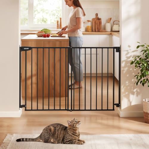 Pet Gate for Stairs (Black / 31-48" Wide x 30" Tall)