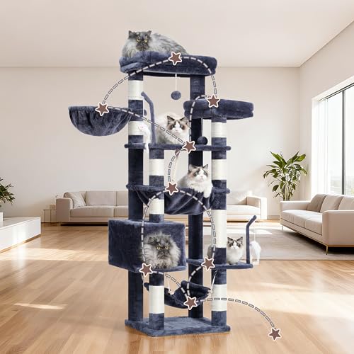 Cat Tree 63'' Cat Tower for Large Cats (63 inch / Smoky gray)