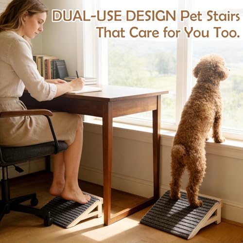 Wood Dog Ramp Stairs for Outdoor (2 Pack-13.8"Lx10.2"Wx4.3"H)