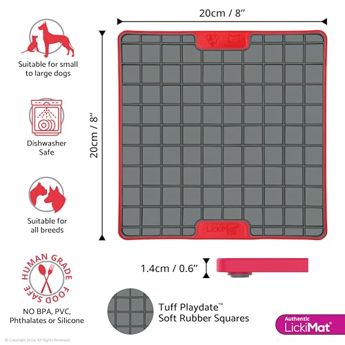 Tuff Playdate Slow Feeder Lick Mat for Dogs (Red)