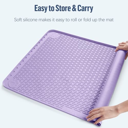 Pee Pad Holder for Dogs 40''x28'' Silicone Puppy Pee Pad Tray (Purple)