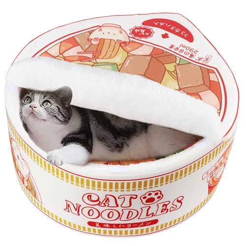 Ramen Noodle Cat Bed (23.6"L x 23.6"W x 10.2"Th / white)