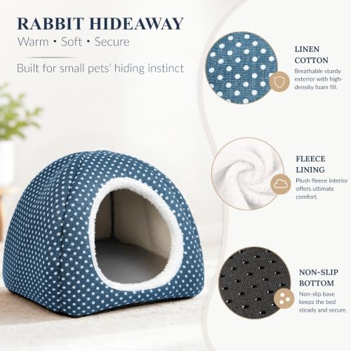 Rabbit Hideout Large Bunny Bed Washable Rabbit House (Dark blue)
