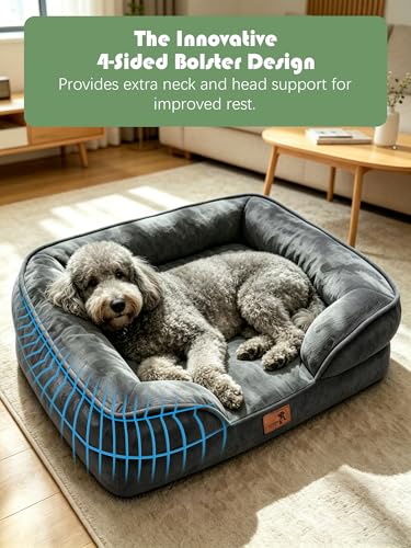 Orthopedic Dog Bed with Sides (38.0"L x 28.0"W x 6.5"Th / Dark Grey)