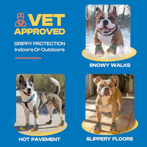 Dog Boots for Large Dogs (Army Green / Width 1.77 Inch)